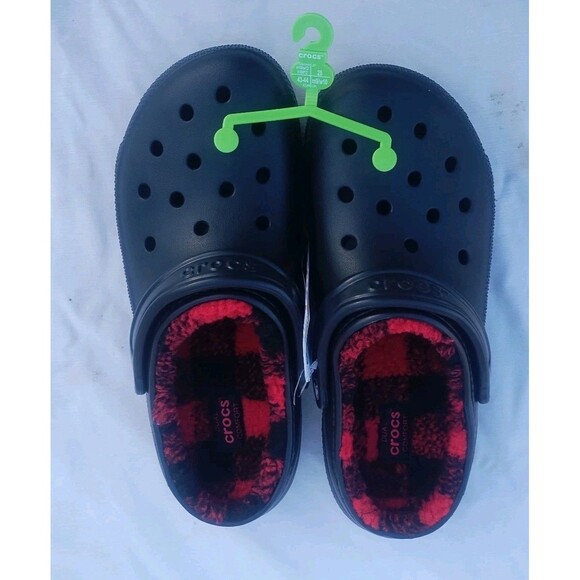 Crocs Classic Lined Buffalo Check Clog Black US Men's Size 11 NEW - Picture 1 of 5